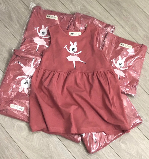 Váy sát nách thỏ hồng HM 1-10Y (có ảnh thật)