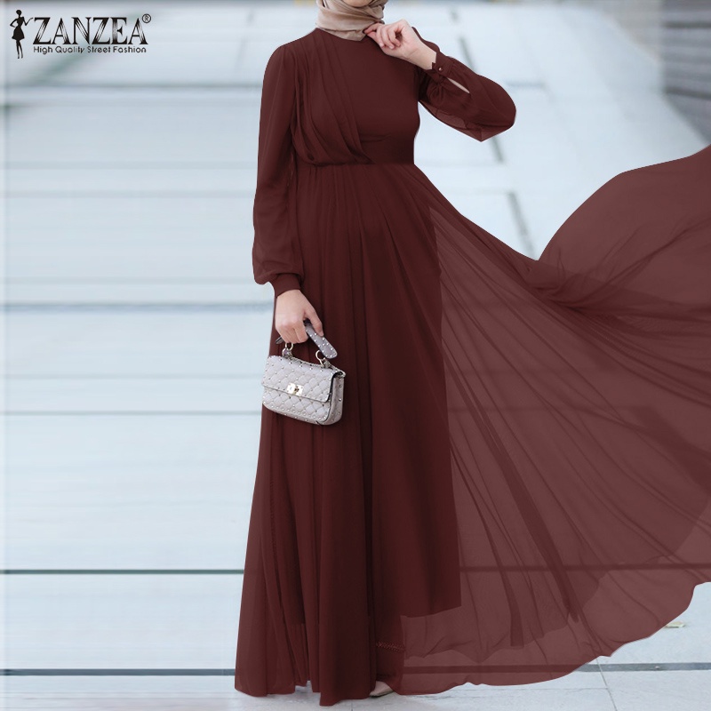 Đầm dài Zanzea tay phối nút thời trang dành cho nữ