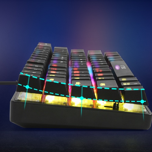 Bàn phím máy tính cơ chơi game DELUX KM36 Blue Switch có dây cáp 61 phím đèn nền nhiều màu đủ chức năng kích thước nhỏ