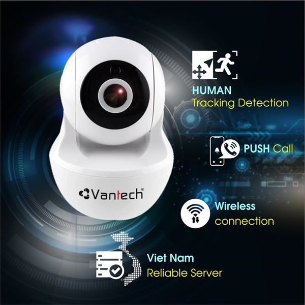 Camera IP Robot Vantech AI-V2020 2.0MP, Hồng Ngoại 10m, Quay Xoay 355°