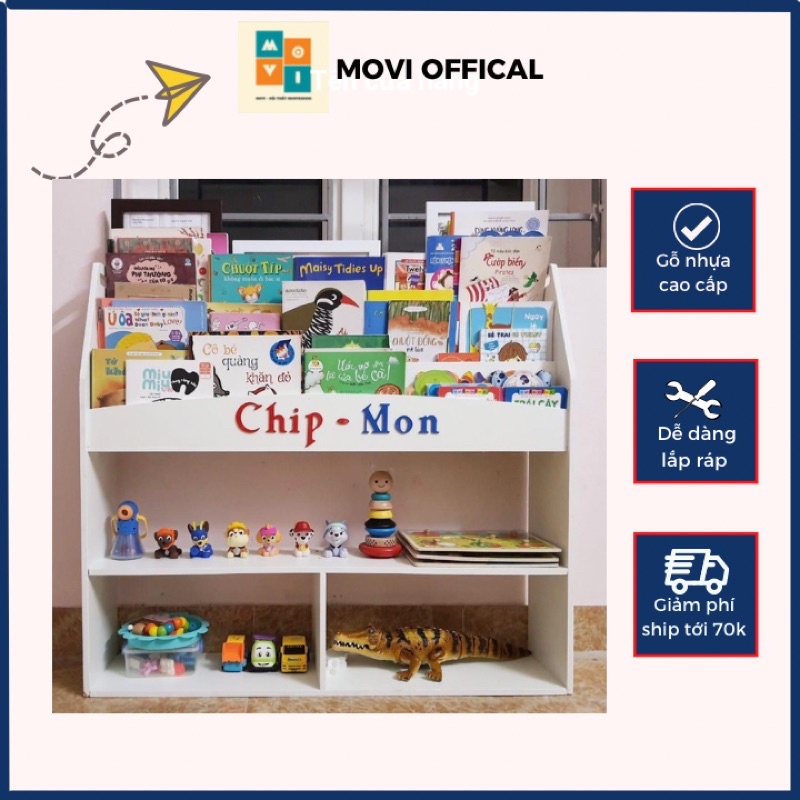 Kệ sách kèm kệ đồ chơi cho bé rộng 1m KS02-100