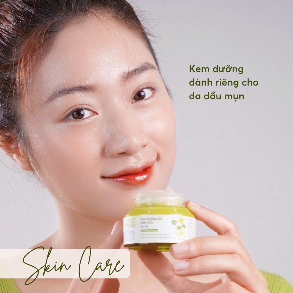 Kem Dưỡng Ẩm Kiềm Dầu Rau Má Cho Da Mụn Da Dầu Nhạy Cảm Cỏ Mềm 50g