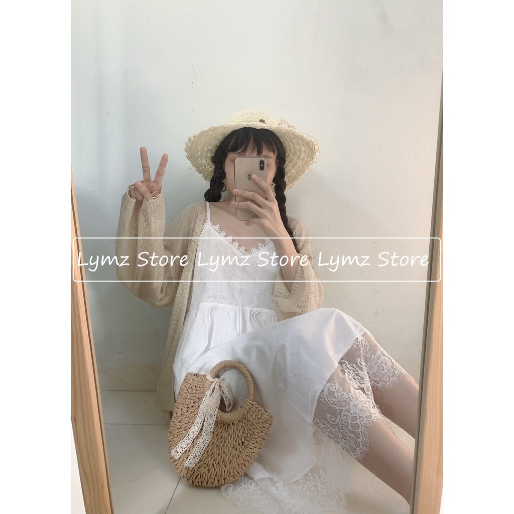 [Ảnh thật/ Video] Váy hai dây phối ren siêu xinh Ulzzang Quảng Châu Lụa hàn mịn,họa tiết nổi Lymz Store