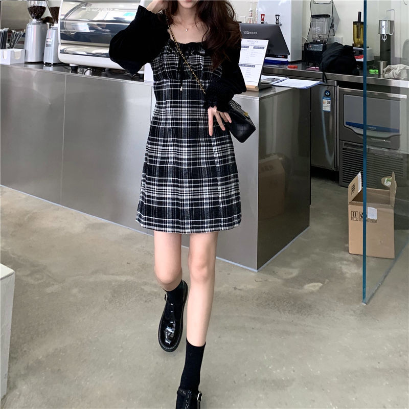 Váy Chữ A Tay Dài Kẻ Sọc Caro Trẻ Trung Hợp Thời Trang Cho Bạn Gái | BigBuy360 - bigbuy360.vn