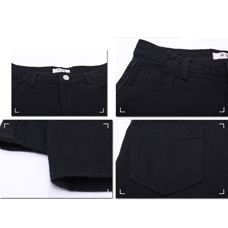 Xiaozhainv Quần Denim Nữ Dáng Ngắn Màu Trơn Thời Trang