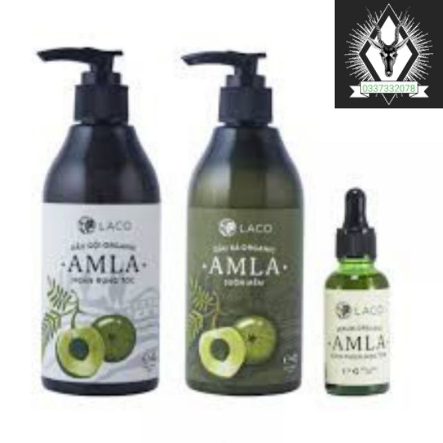 [Mẫu Mới+Chính Hãng Laco]Bộ Dầu gội – Dầu xả – Serum Amla Laco chống rụng kích thích mọc tóc