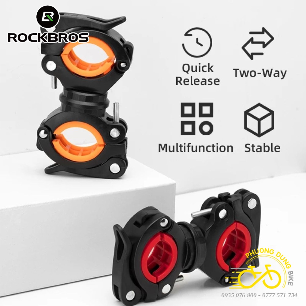 Giá pas đỡ kẹp đèn pin xoay 360 độ 2 đầu ROCKBROS