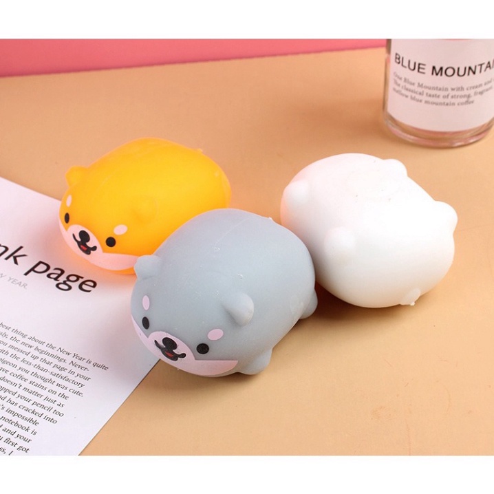 Squishy Mochi hình CHÓ SHIBA 3 màu đồ chơi bóp tay mềm mịn dễ thương chân thực giảm stress co dãn đàn hồi ngộ