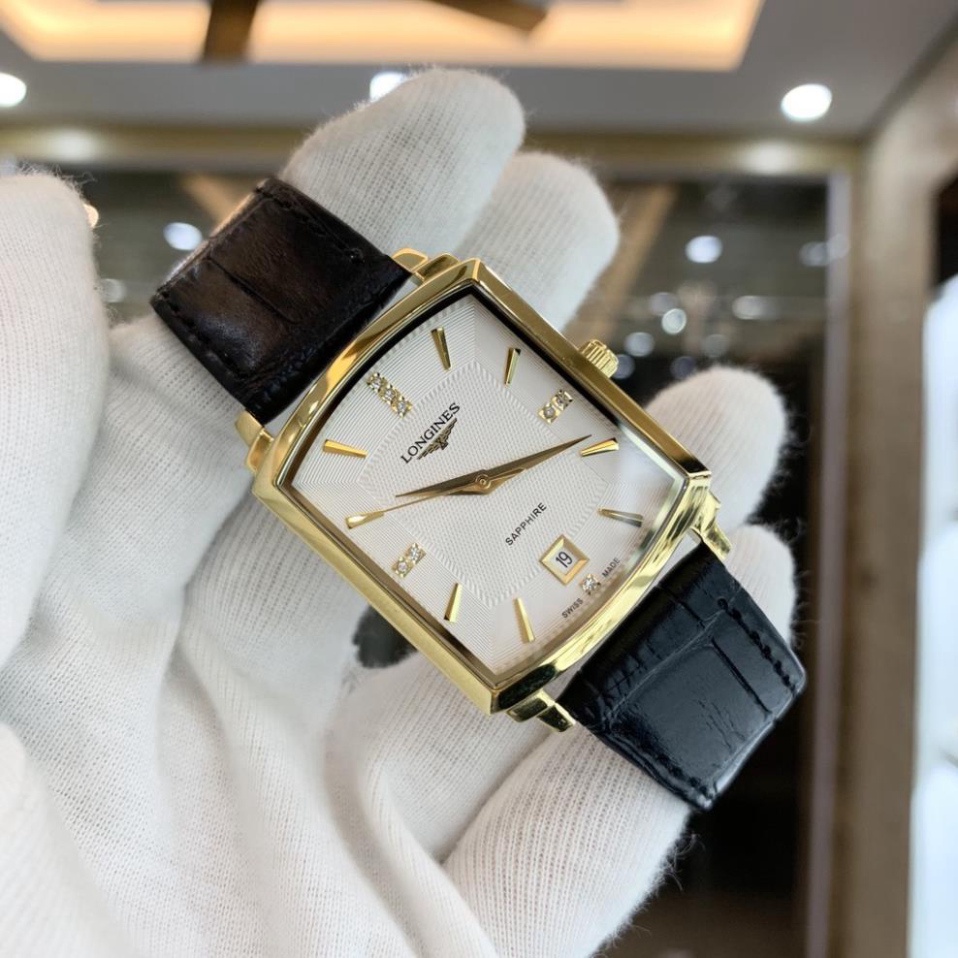 Đồng Hồ Nam longines Sapphire LG025A Mặt Chữ Nhật Máy Pin Nhật Chống Xước Tuyệt Đối