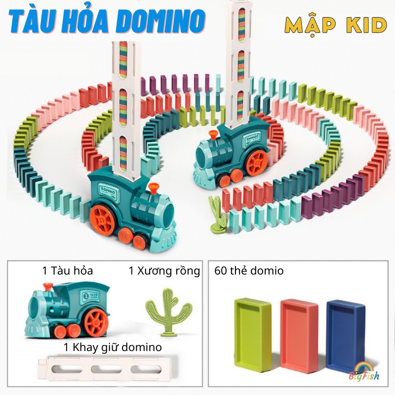 Đồ chơi tàu hỏa - Xe lửa xếp DOMINO tự động, phát nhạc thông minh cho bé yêu