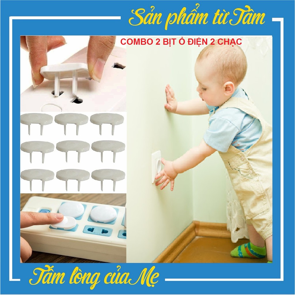 [TRỢ GIÁ] COMBO 2 nút bịt ổ điện loại 2 chạc giữ bé an toàn Chôm Kids