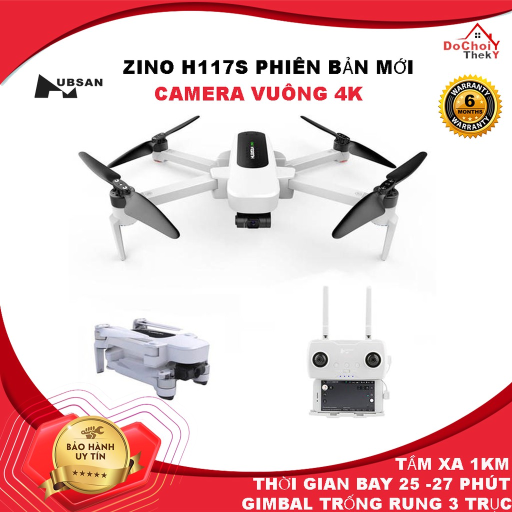 Máy bay Flycam Hubsan H117S Zino, GPS 5.8G, Gimbal 3 Trục, Camera 4K