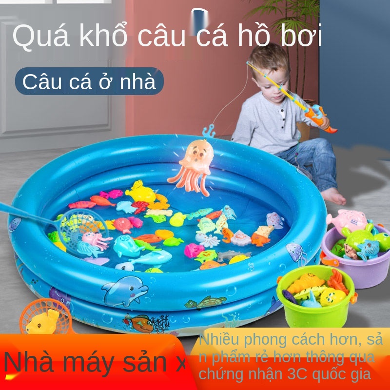 V Đồ chơi câu cá vỏ đôi trẻ em hồ bơi phù hợp với bé trai và gái đố nhà từ tính nước giáo dục mầm non phát sáng