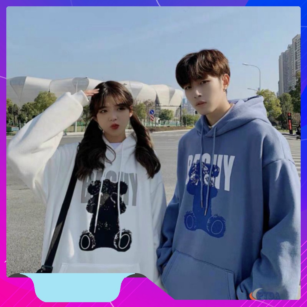 Áo hoodie nữ form rộng, Áo hoodie nữ form rộng nỉ dày có mũ unisex 4 màu  mặc nhà đi chơi đi