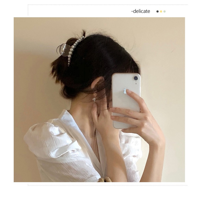 Kẹp Tóc Đính Ngọc Trai Xinh Xắn Theo Phong Cách Hàn Quốc