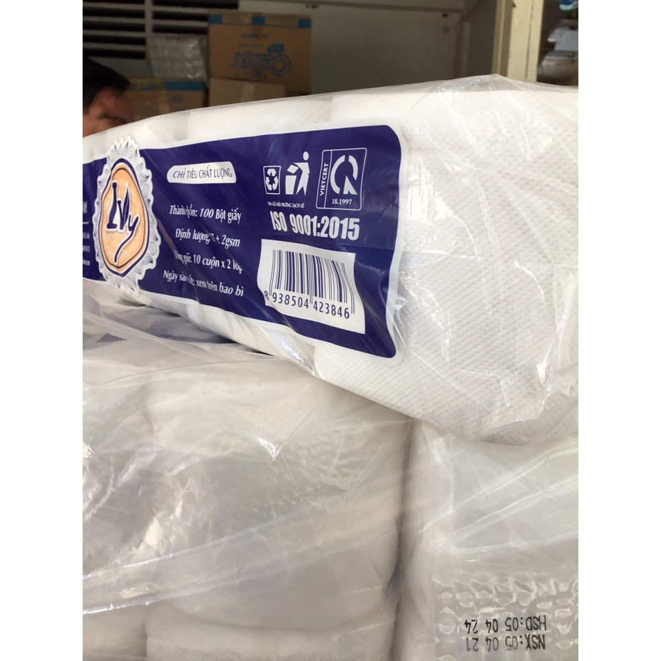 Khăn Giấy cuộn IVY có lõi, lốc 10 cuộn