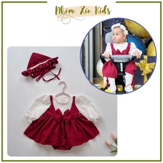 [3-12kg] Body Váy Mận Chín 𝐍𝐇𝐈́𝐌 𝐗𝐔̀ 𝐊𝐈𝐃𝐒 Cho Bé Gái Sơ Sinh, Đầy Tháng, Thôi Nôi, Sinh Nhật A444