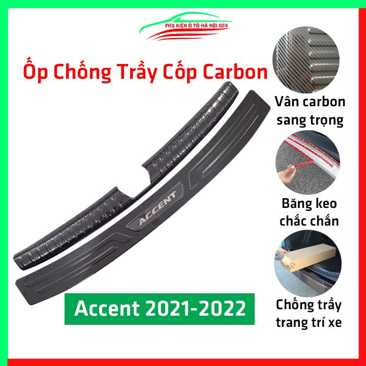 Ốp chống trầy cốp Accent 2021 2022 cacbon sáng bóng