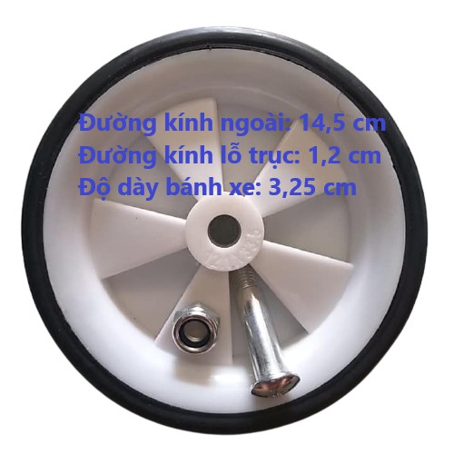Bánh xe máy nén khí kích thước 14,5X3,25X1,2cm với chất liệu cao su siêu bền