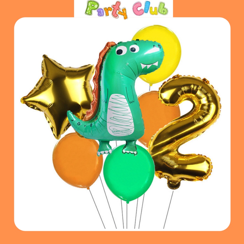 Set bóng khủng long kèm bóng số tuổi sinh nhật cho bé