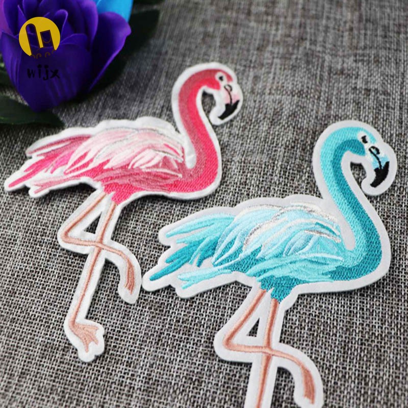 WiJx Garment Accessories Embroidered Edge Small Fresh Flamingos Embroidery Cloth Stickers Sew Patches DIY Subsidies .VN