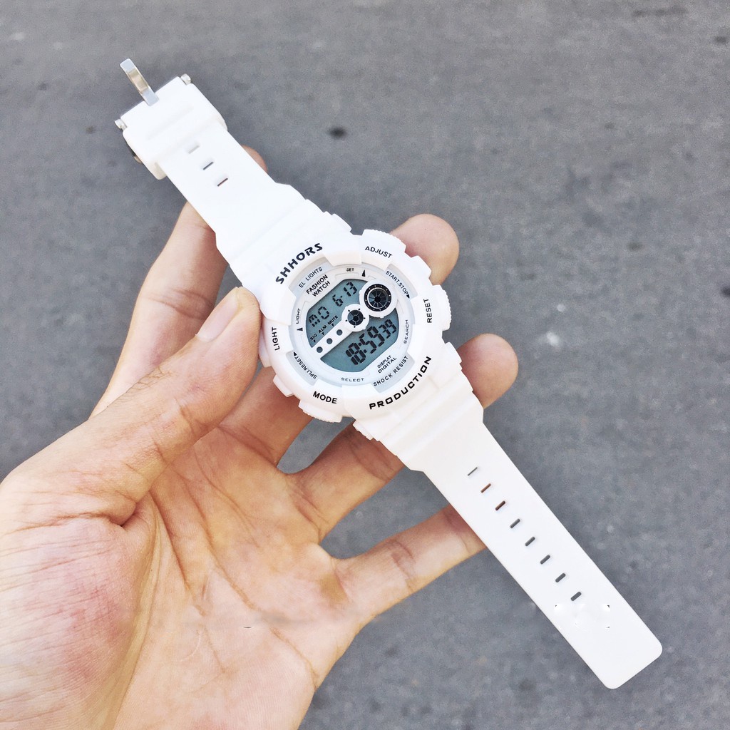 Đồng Hồ Unisex Nam Nữ Điện Tử SHHORS Dây Cao Su Phong Cách Thể Thao