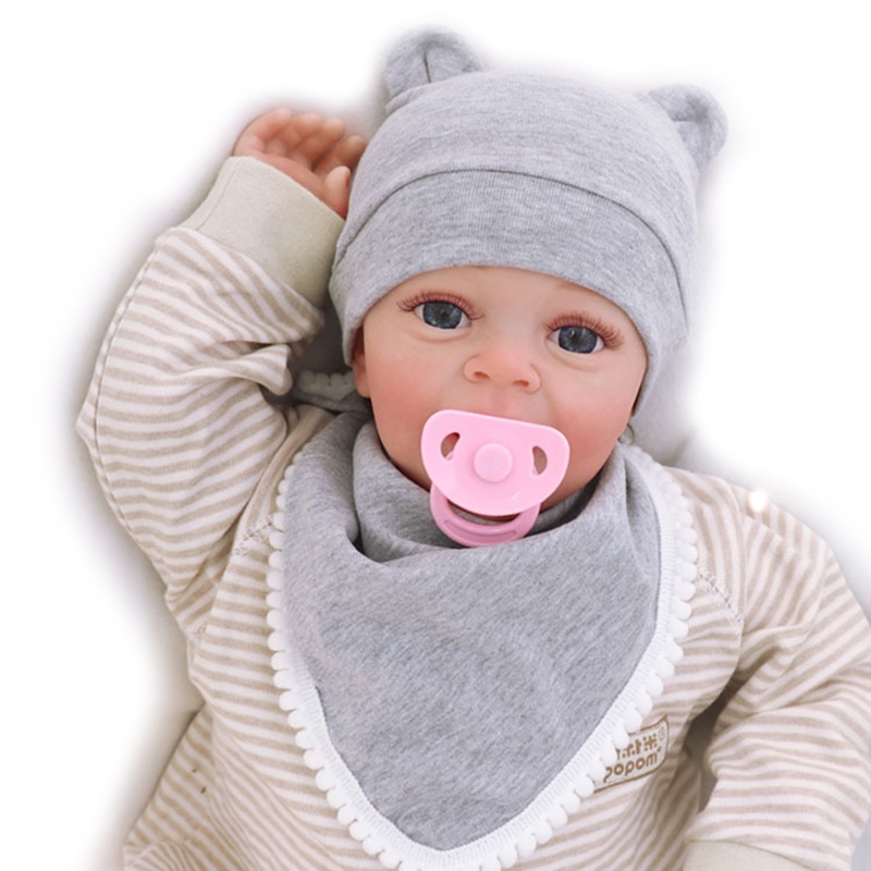 Bộ 2 Yếm Ăn Cotton Mềm Mại Màu Trơn Giữ Ấm Tai Cho Bé Sơ Sinh