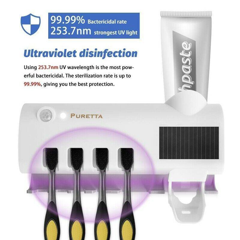 Giá treo tường đựng kem đánh răng tiệt trùng bàn chải 2in1 Toothbrush Disinfector UV - HanruiOffical