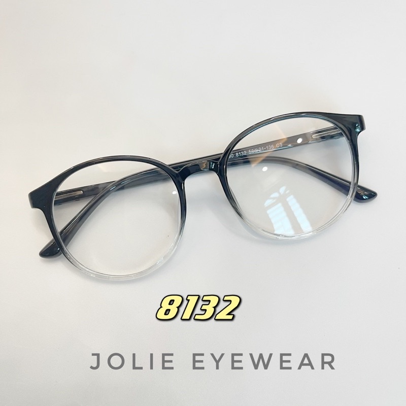 Kính không độ, Kính cận OMBRE 19075 - 8132 Hot tiktok Lansun 01 nhựa dẻo tròn chống ánh sáng xanh, UV400  Jolie eyewear