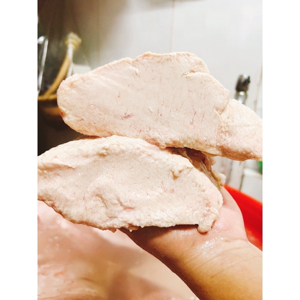Vú heo cắt sẵn không ướp hộp 500gr