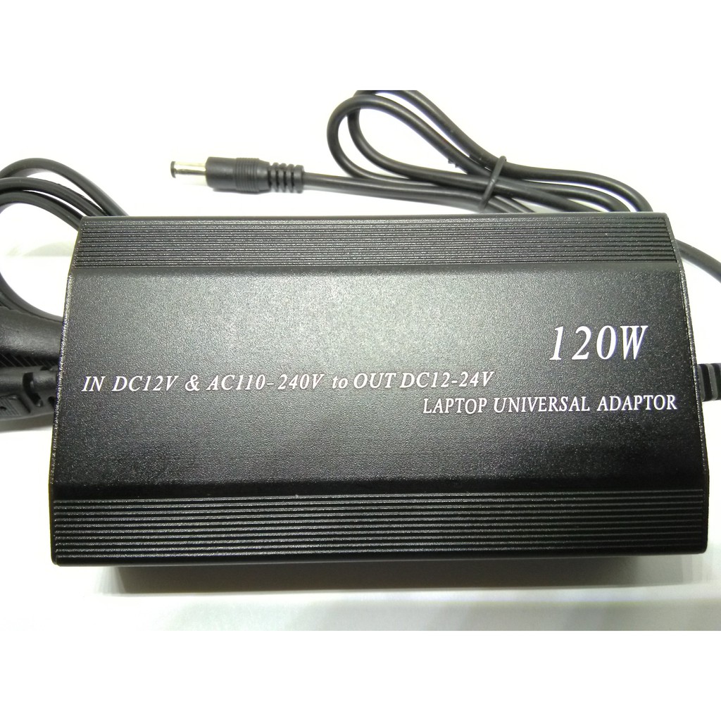 Adapter - Sạc laptop đa năng (nguồn ra 12V~24V 120W)(cắm nguồn 12V/110-240V)(tặng dây kẹp cá sấu=> nguồn tẩu thuốc)