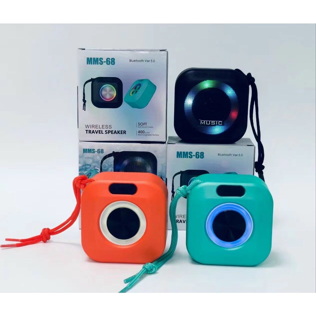 Loa bluetooth không dây MMS68, loa mini cầm tay bass mạnh treble rời hỗ trợ nhiều dòng điện thoại, máy tính