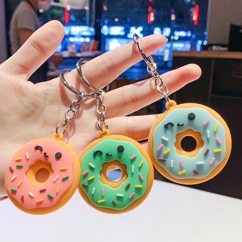 Móc Khóa Hình Bánh Donut Hoạt Hình Ba Chiều Sáng Tạo