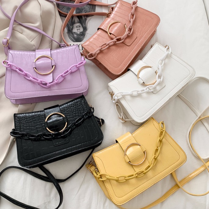 Túi đeo chéo nữ có khóa da pu dáng thuyền cong TT 32