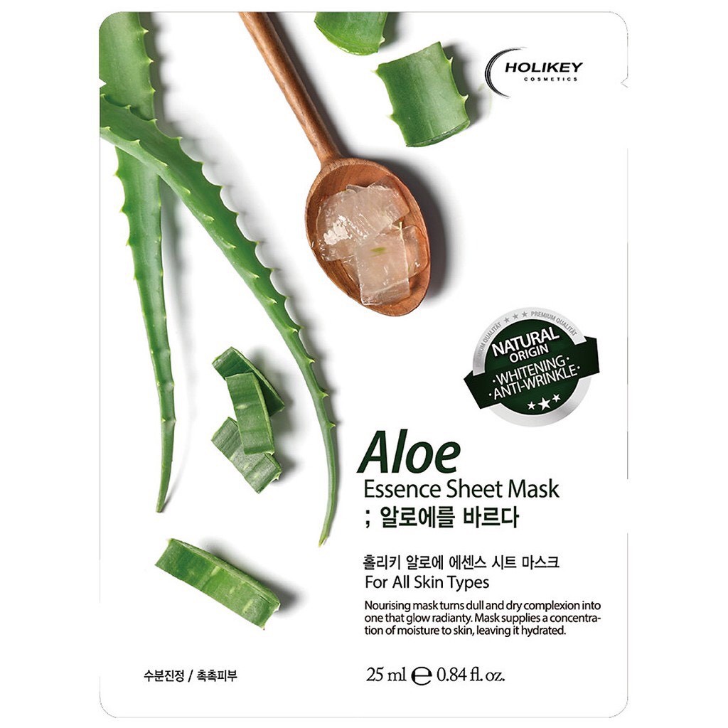 Mặt Nạ Holikey Aloe Vera Essence Sheet Mask Cấp Ẩm & Làm Sáng Da 25ml x10 miếng