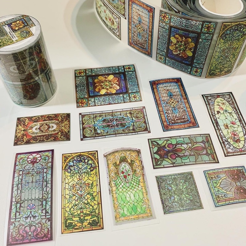 Hình dán washitape cửa sổ kính màu từ Kiroku studio, bán theo chu kỳ