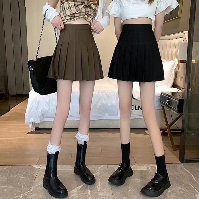 Chân váy COZOKC xếp ly lưng cao kiểu dáng đơn giản hợp thời trang