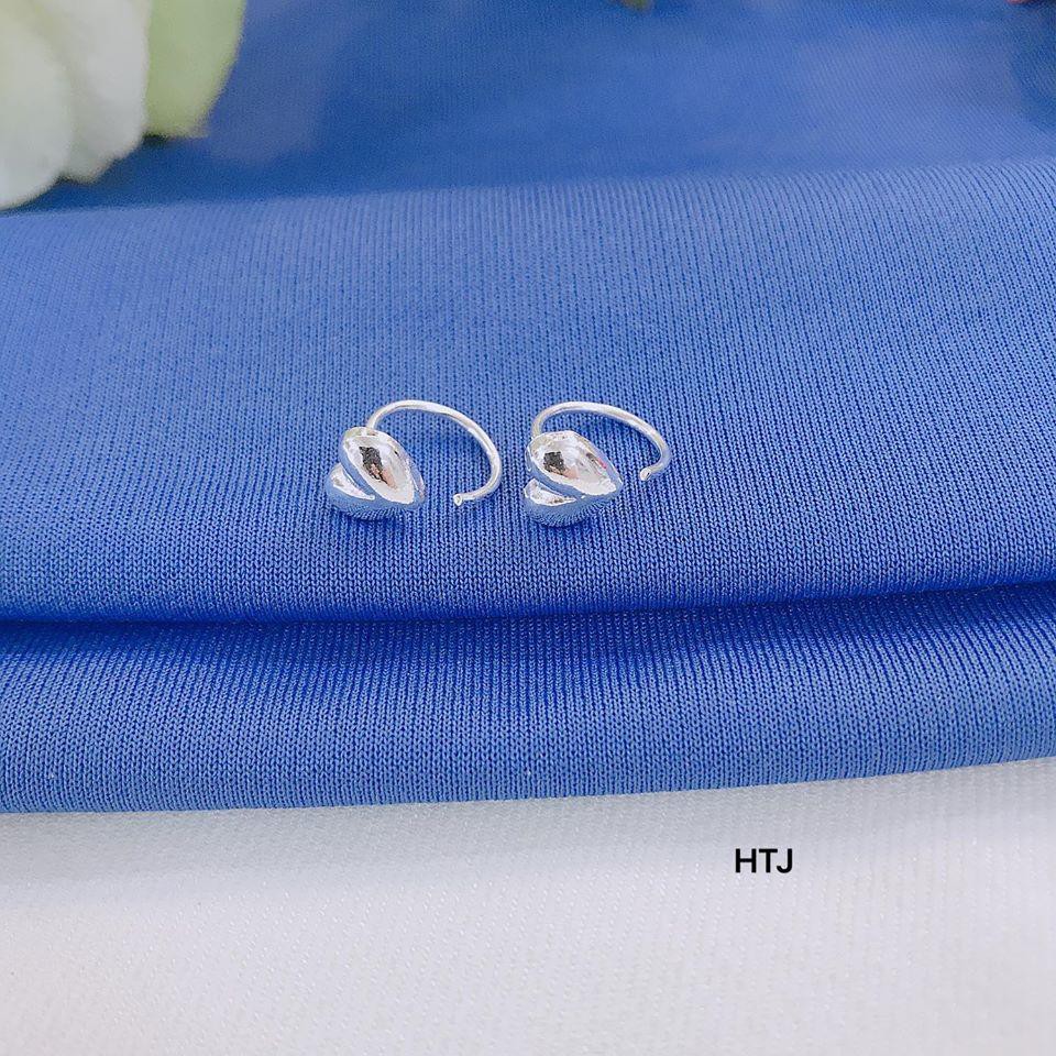 Khuyên nụ giá rẻ, Bông tai bạc thật tim nhỏ xinh xắn chuẩn bạc ta sáng đẹp/ Trang sức bạc JQN