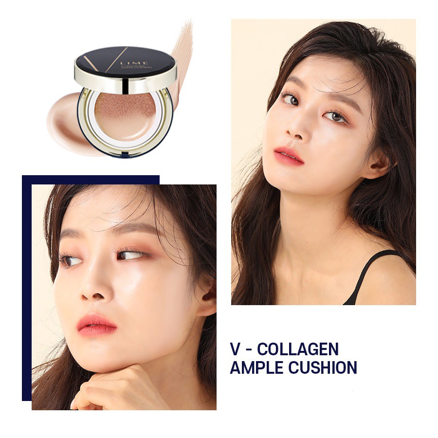 Phấn nước dưỡng ẩm, chống lão hóa Lime V Collagen Ample Cushion SPF50+ PA+++