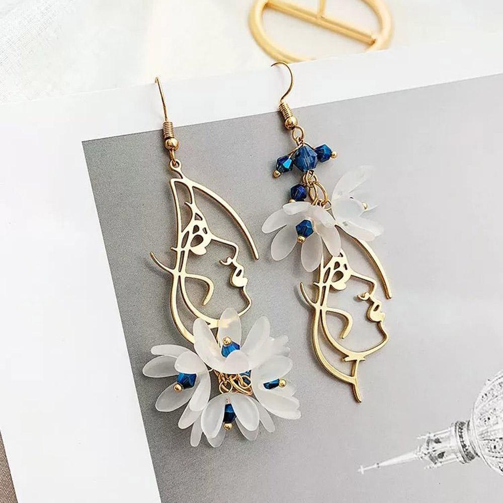 Khuyên Tai Thả Bất Đối Xứng|Hoa Tai Dáng Dài Phối Tua Rua Phong Cách Vintage Thời Trang