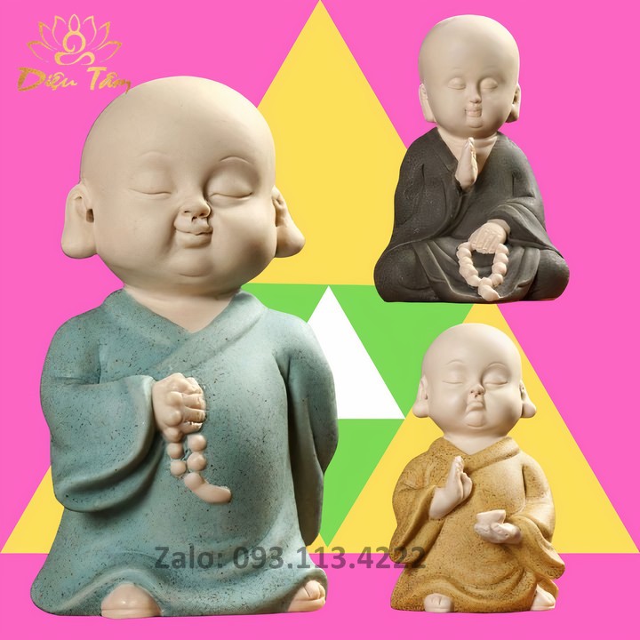 Tượng chú tiểu Gốm chất lượng trang trí nhà cửa, bàn làm việc, ô tô sang trọng