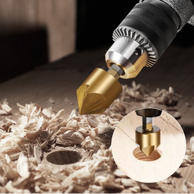 Bộ 6 mũi khoan thân lục giác HSS vát mép 6mm-19mm 1/4 inch khoét lỗ sáo 90 độ IBestMeasure