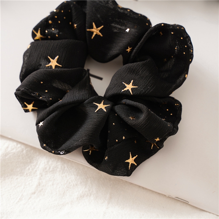 Dây cột tóc chiffon cỡ lớn in họa tiết ngôi sao xinh xắn thời trang