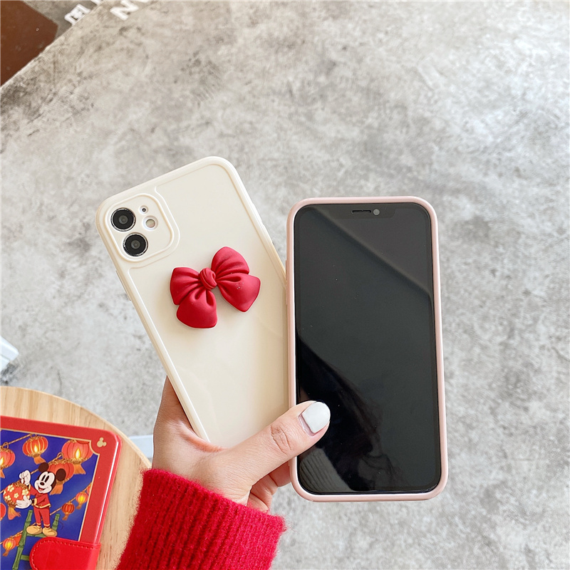 Ốp điện thoại silicone gắn hình nơ dễ thương cho Iphone 12 11 Pro Max 12 Mini Se 2020 Xs Max Xr X Xs 7 8 + | BigBuy360 - bigbuy360.vn