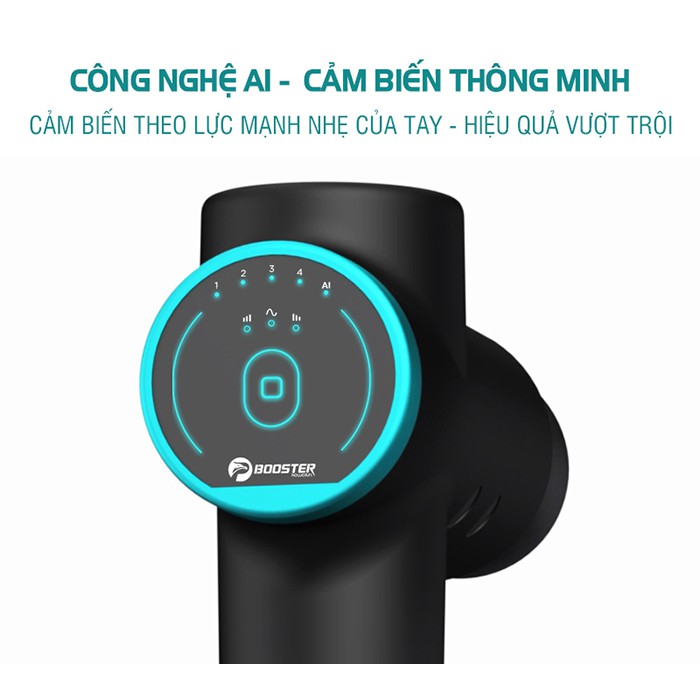BOOSTER M2 B - Súng massage cầm tay, Máy massage cầm tay Mát Xa toàn thân với 6 đầu 3 tốc độ massa tùy chỉnh giảm đau