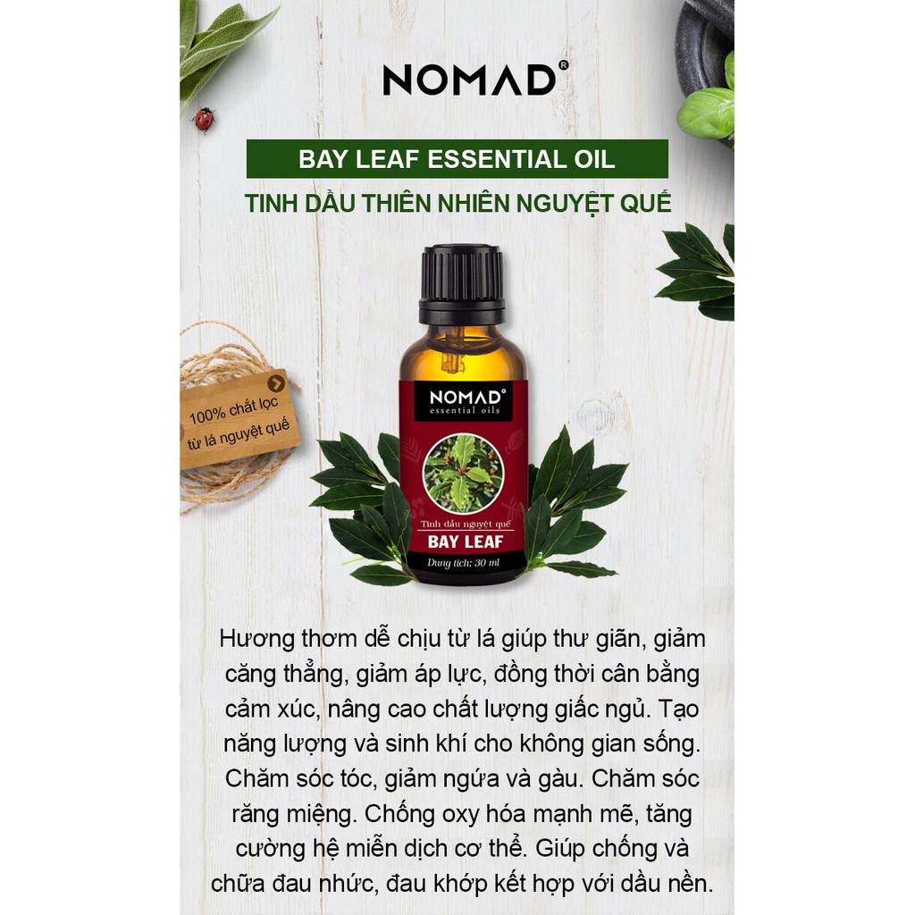 Tinh Dầu Thiên Nhiên Nguyệt Quế Nomad Bay Leaf Essential Oil