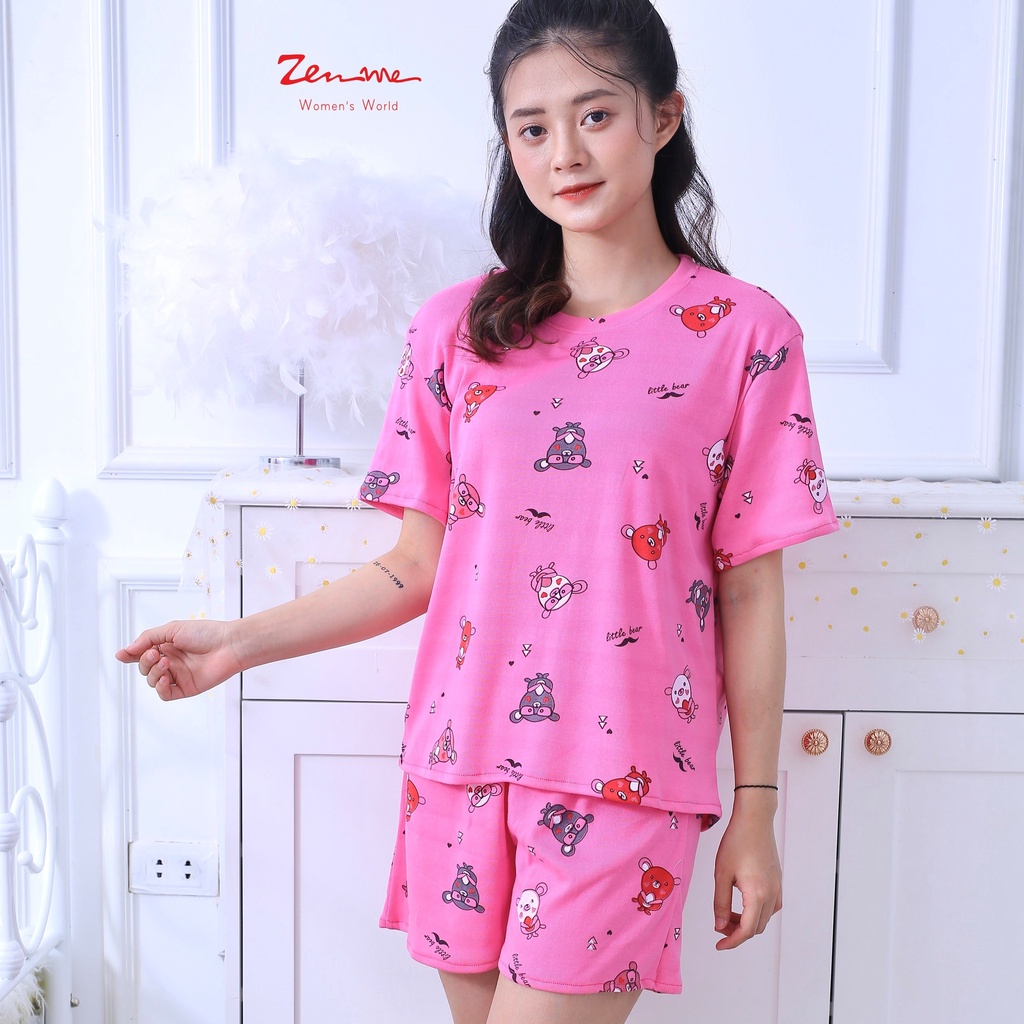 Đồ bộ mặc nhà nữ cotton Zen Me phong cách dễ thương dáng cộc tay cho mùa hè