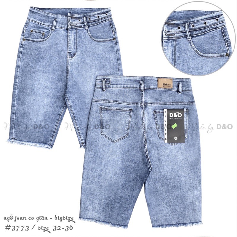 Quần Ngố Jeans Lưng Cao - Quần Lửng Co Giãn - Lưng Siêu Cao Phối Thời Trang Nhạt