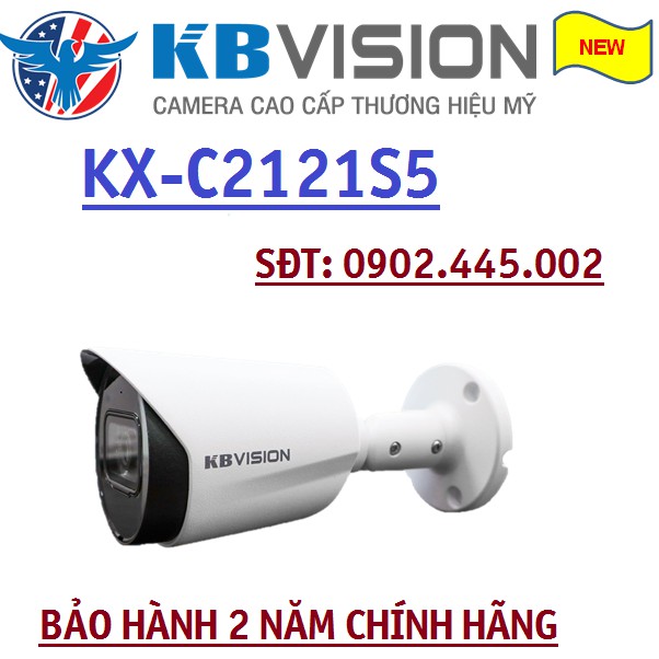 Camera Mẫu Mới Chính Hãng KBvision 2.0mp gắn ngoài trời KX-C2121S5