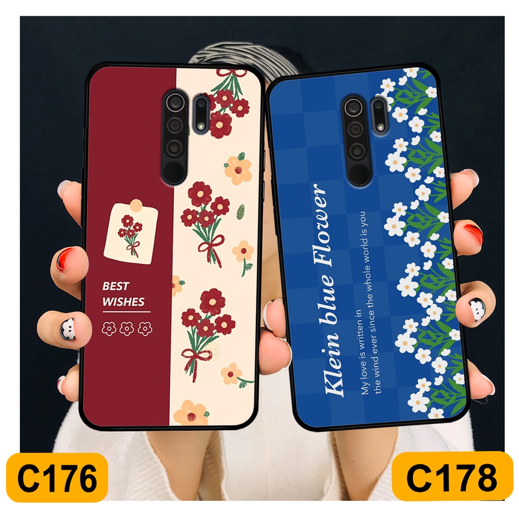 Ốp Xiaomi Redmi 9 in hình hoa cỏ nhẹ nhàng,họa tiết caro xinh xắn.ốp lưng chống sốc